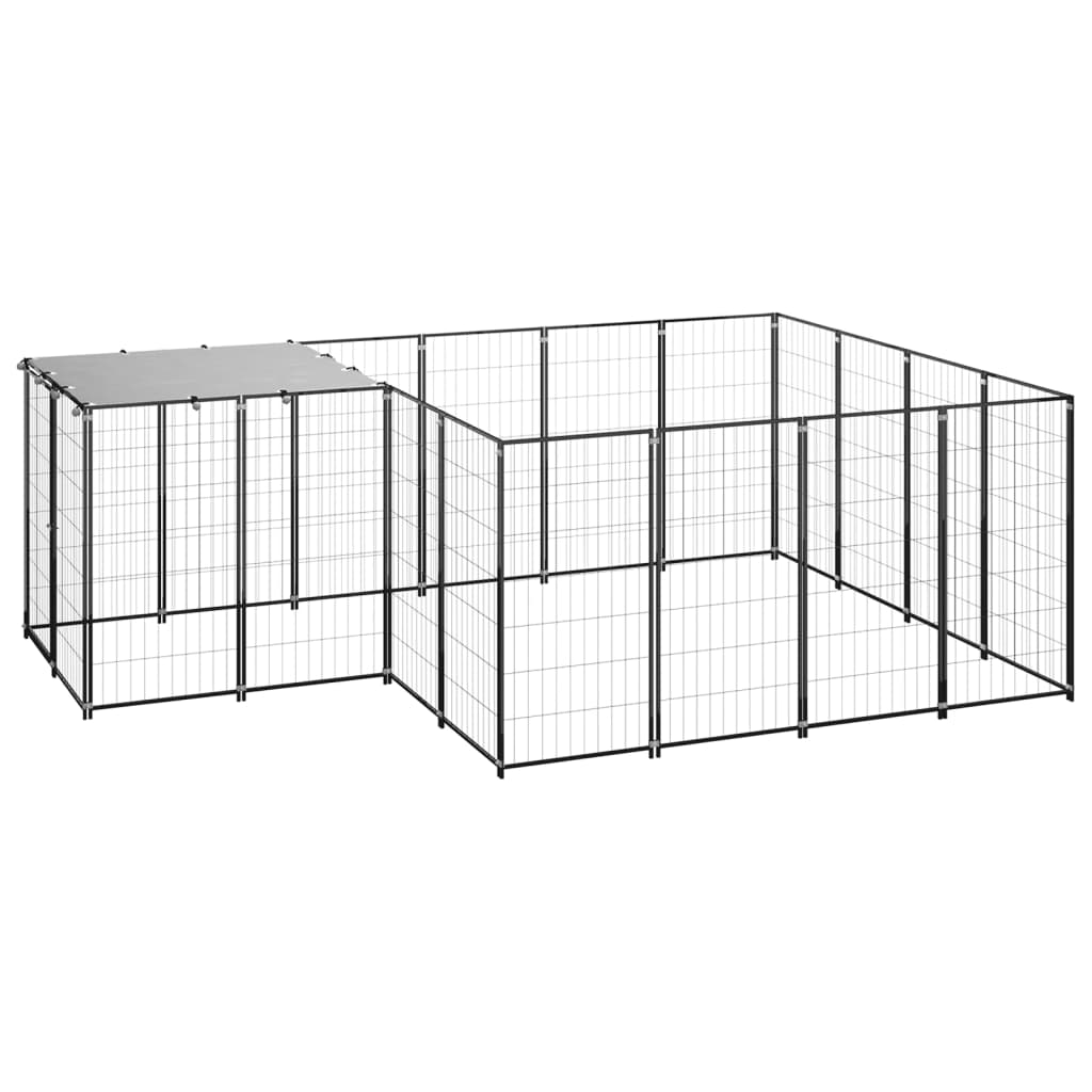 NNEVL Dog Kennel Black 6.05 m² Steel-0