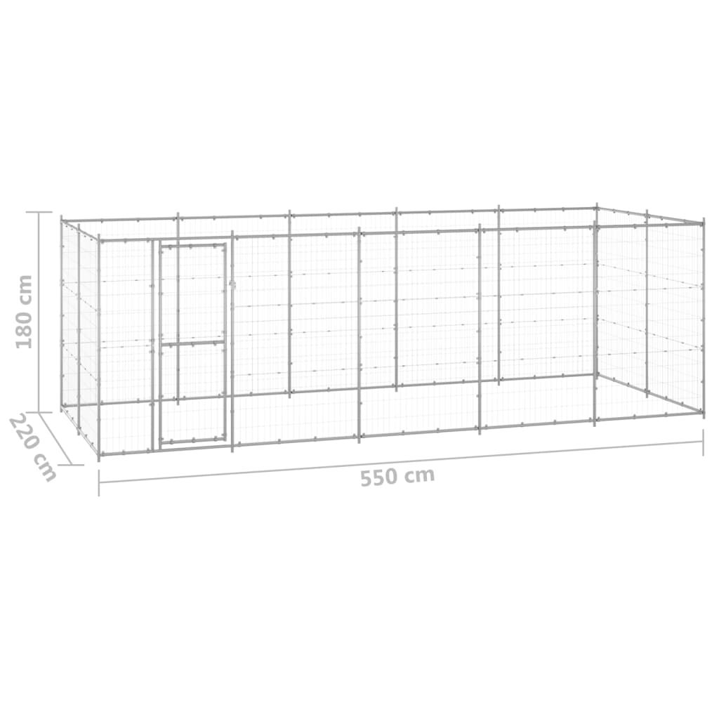NNEVL Outdoor Dog Kennel Galvanised Steel 12.1 m²-4