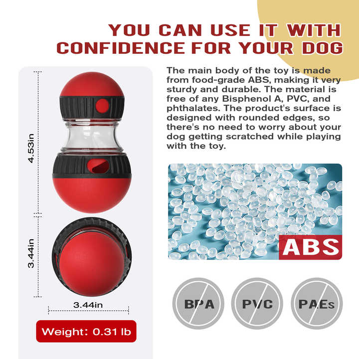 NNEDSZ Red Interactive Dog Slow Feeder Toy - Food Dispenser Ball for Healthy Digestion-4