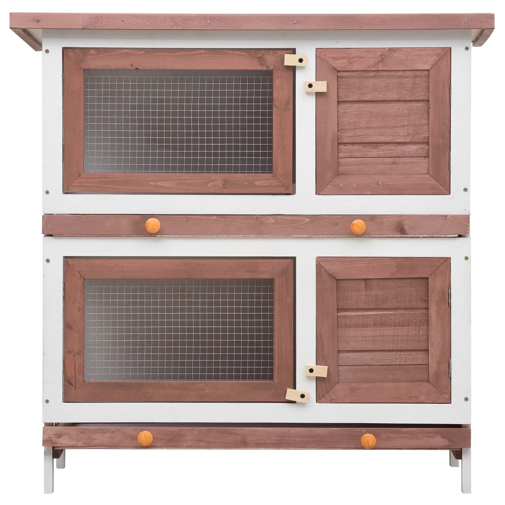 NNEVL Outdoor Rabbit Hutch 4 Doors Brown Wood-2
