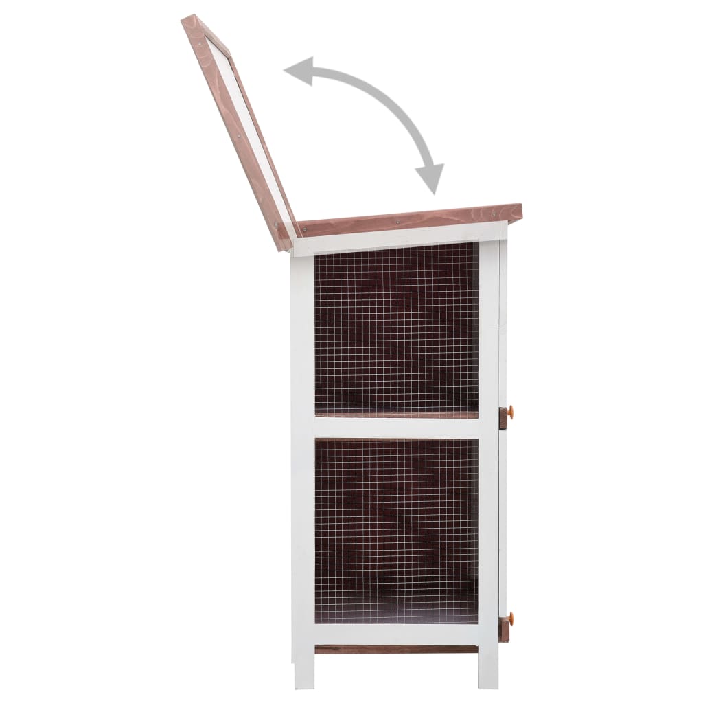 NNEVL Outdoor Rabbit Hutch 4 Doors Brown Wood-3