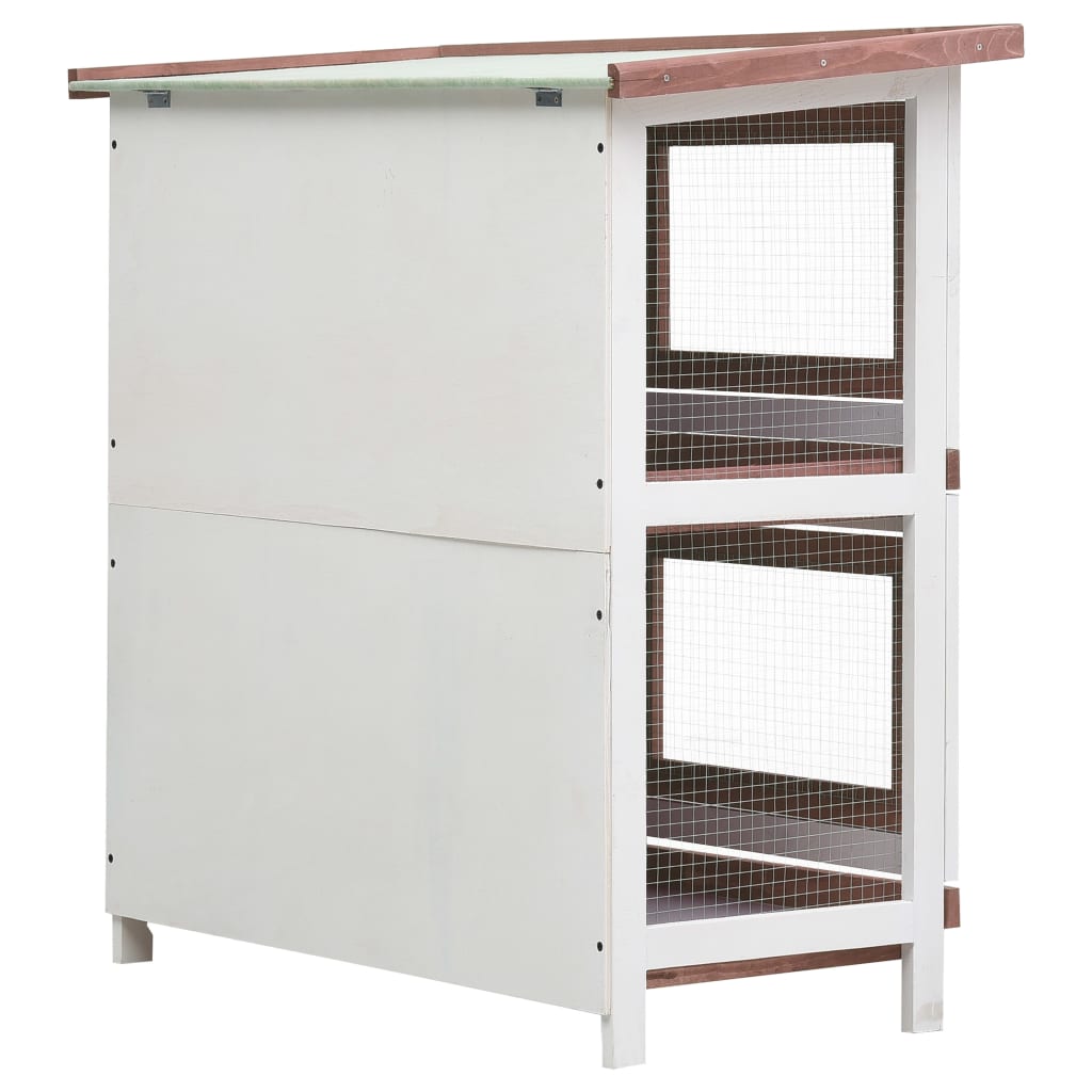 NNEVL Outdoor Rabbit Hutch 4 Doors Brown Wood-4