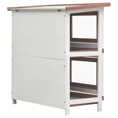 NNEVL Outdoor Rabbit Hutch 4 Doors Brown Wood-4