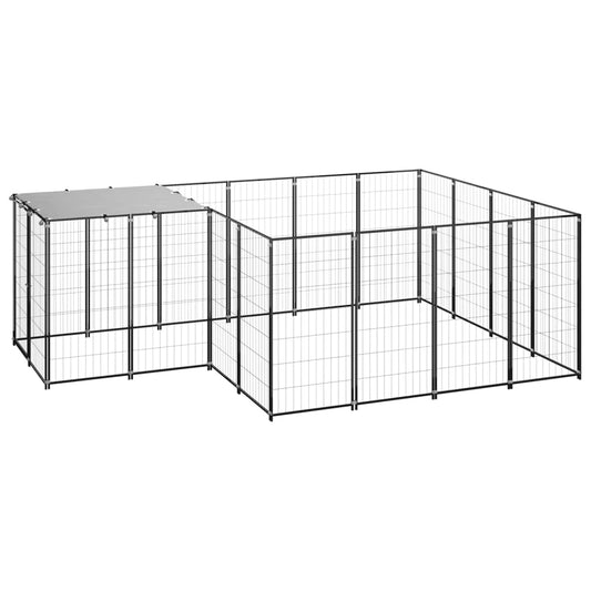 NNEVL Dog Kennel Black 6.05 m² Steel-0