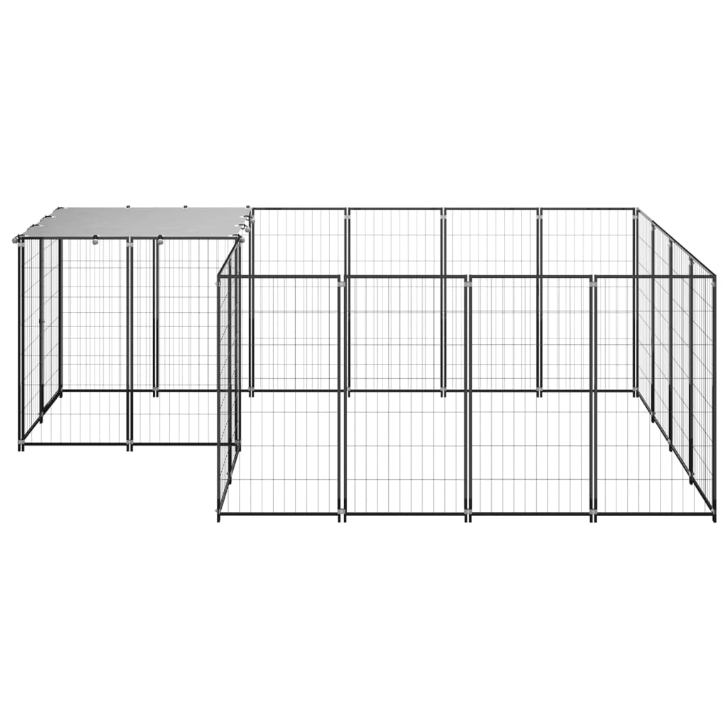 NNEVL Dog Kennel Black 6.05 m² Steel-1