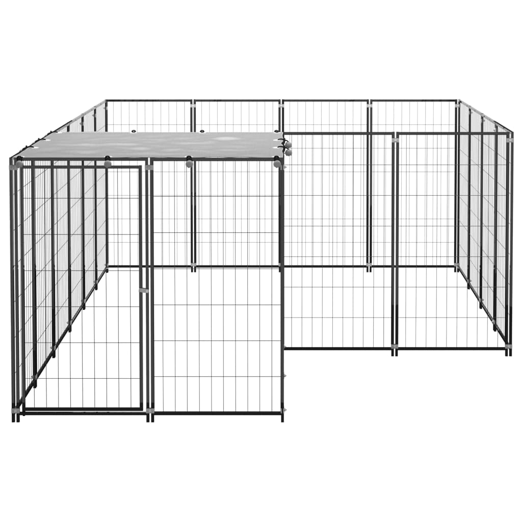 NNEVL Dog Kennel Black 6.05 m² Steel-2