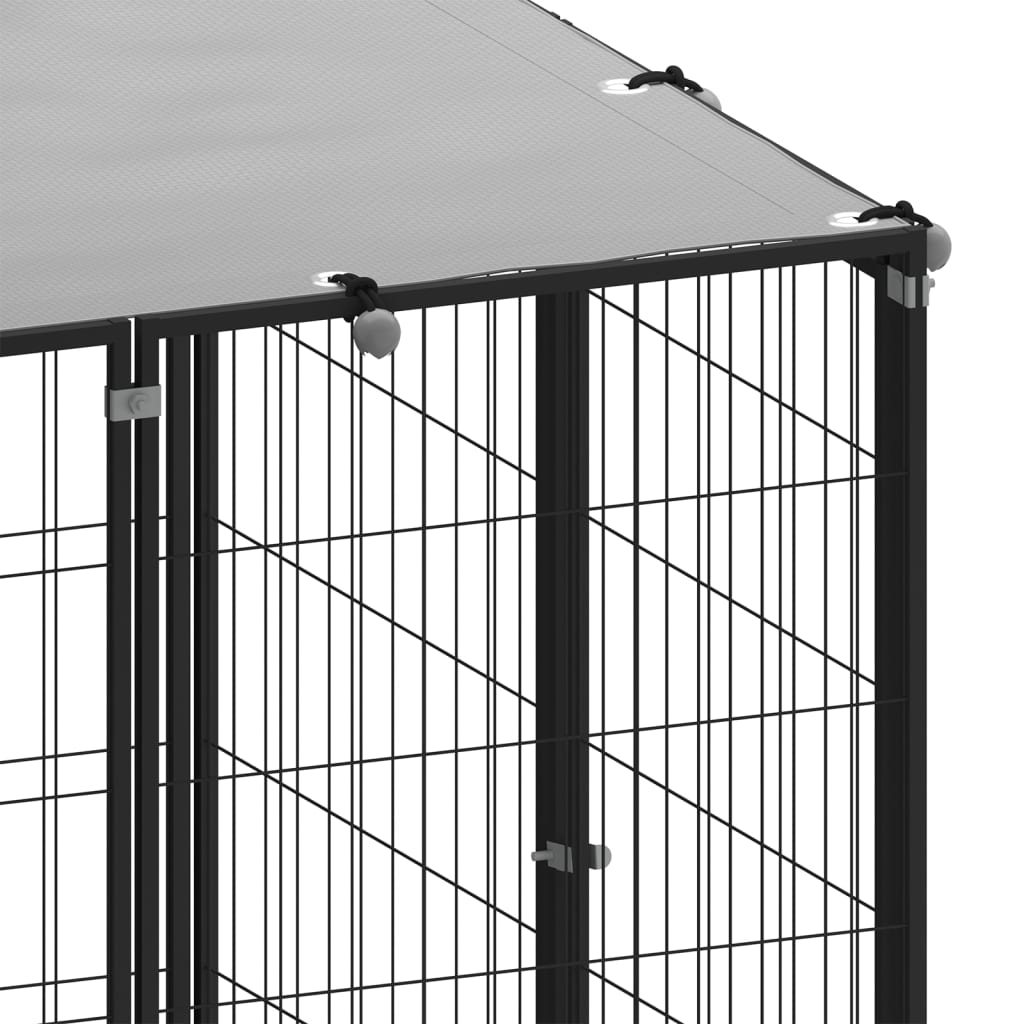 NNEVL Dog Kennel Black 6.05 m² Steel-4