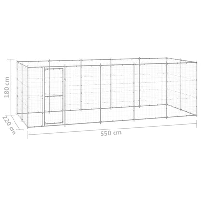 NNEVL Outdoor Dog Kennel Galvanised Steel 12.1 m²-4