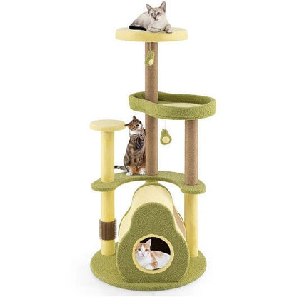 Freestanding Multi-level Avocado Cat Tower with Private Condo-Green