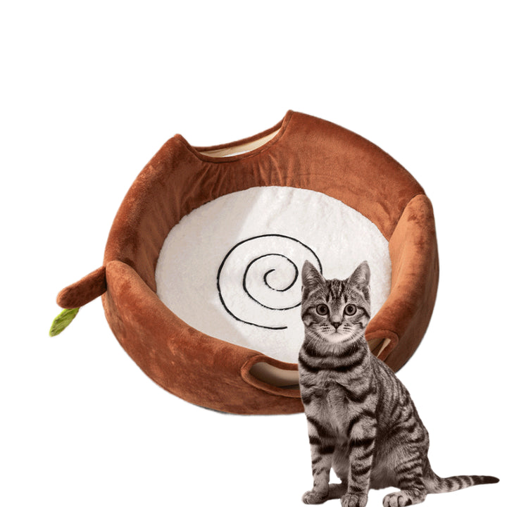 NNEDSZ M Convertible Tree Stump Cat Bed - Foldable, Dual-Use, Four-Season Pet Nest with Double Doors-2