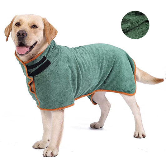 NNEDSZ S Green Pet Dog Quick-Dry Bathrobe – Absorbent Towel Robe for Medium and Large Dogs-0