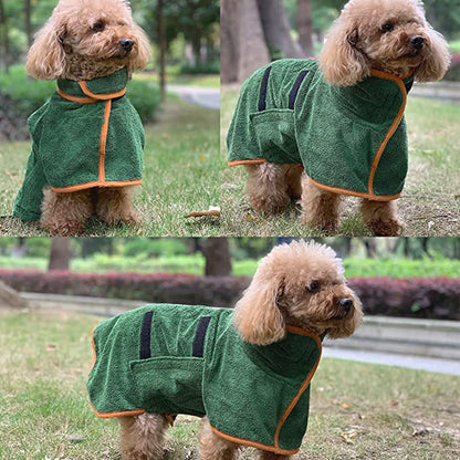 NNEDSZ S Green Pet Dog Quick-Dry Bathrobe – Absorbent Towel Robe for Medium and Large Dogs
