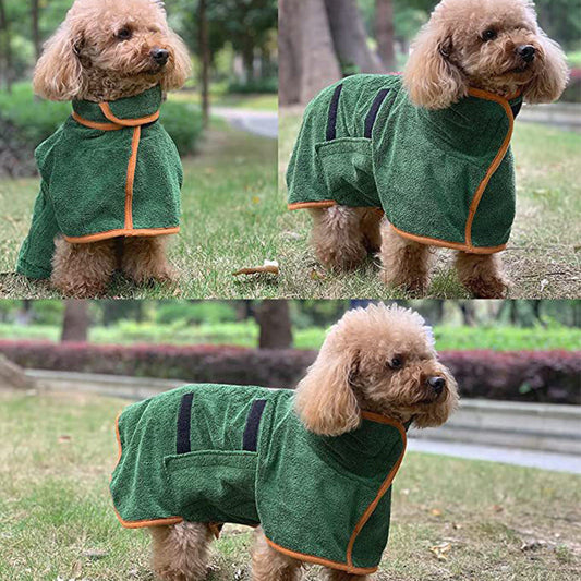 NNEDSZ S Green Pet Dog Quick-Dry Bathrobe – Absorbent Towel Robe for Medium and Large Dogs